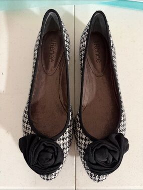J.Renee Black & White Houndstooth Flats with Black Rosette